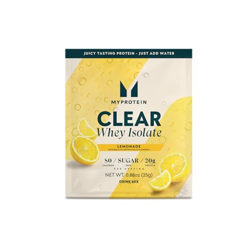 Image of Myprotein Clear Whey Isolate Protein Powder Drink Mix - 5 Count Variety Pack Sampler (Lemonade, Tropical Dragonfruit, Strawberry) - 20g Protein, Sugar Free, Low Calorie, Juicy Protein Water