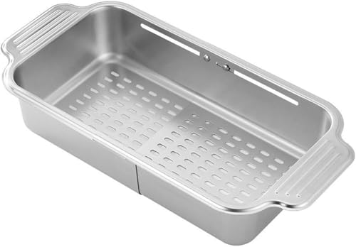 Image of KRESHU Sink Strainer Basket | 17.5 Inch Kitchen Sink Basket Strainer Steel Expandable Over Sinks Colander for Washing Vegetables, Fruits, Draining Pasta & Drying Dishes | Pack of 1