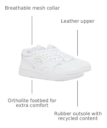 Lacoste Men's Lineshot Sneaker, White/White, 10