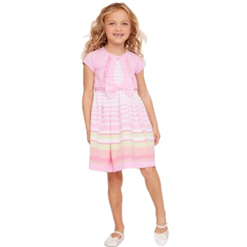 Bonnie Jean Girl's Easter Dress - Spring Striped Dress with Cardigan for Baby Toddler Little and Big Girls3