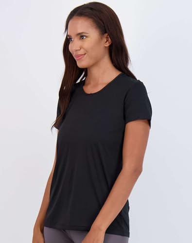 Image of Real Essentials 5 Pack: Women's Dry Fit Tech Stretch Short-Sleeve Crew Neck Athletic T-Shirt Available in Plus Size Set Medium