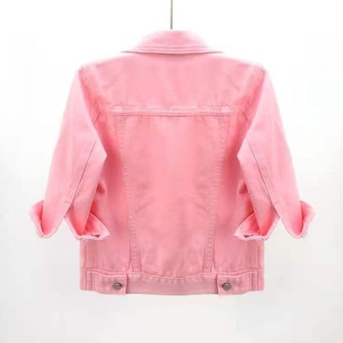 Linjinx Women's Turn-down Collar 3/4 Sleeve Denim Jacket Casual Jean Jacket Trucker Coats Tops3