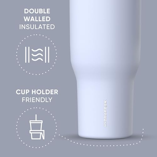 Image of Hydrapeak Voyager 40 oz Tumbler With Handle and Straw Lid | Stainless Steel Insulated Tumblers | Travel Mug for Hot and Cold Beverages, Thermos Travel Coffee Mug (Iceberg)