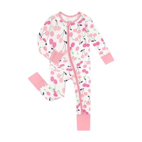 Image of Teach Leanbh Unisex Baby Cotton Pajamas with Mittens and Feet Cuffs 2 Way Zipper Long Sleeve Romper Sleep and Play