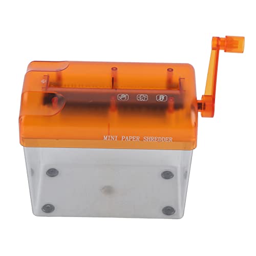 Manual Paper Shredder, Portable Compact Structure Simple Operation Hand Crank Shredder Mini Documents Paper Cutting Tool for Office Desktop Home (Orange)