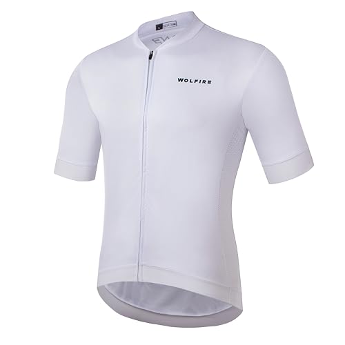 WOLFIRE WF - Maillot Ciclismo Hombre Manga Corta con Grip en Mangas y Cintura – Maillot de Bici de Poliéster - Ropa Ciclismo Hombre Camiseta Ciclismo Hombre
