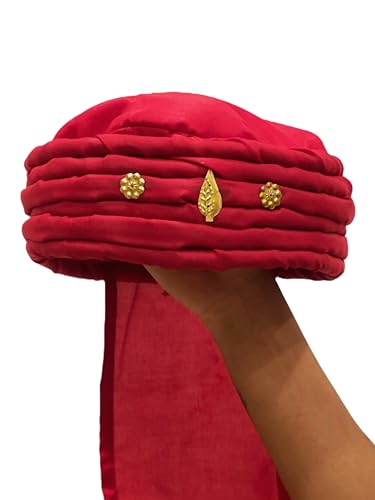 Image of Red Rani Laxmi Bai Safa for Kids | Traditional Indian Turban | Fancy Dress Costume Headgear for Annual Function, School Play & Cultural Events