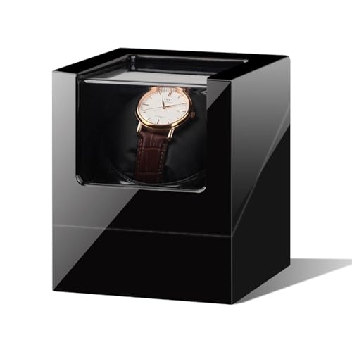 SLGGPJBU Enrollador de reloj individual con 5 modos de rotación, caja de almacenamiento mecánica de lujo para reloj, carcasa de madera, piano, silenciosa, vitrina con motor y fuente de alimentación