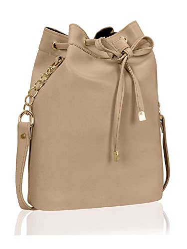 Image of KLEIO Leather Bucket Sling Bag for Women with Drawstring Closure & Single Compartment | Elegant Cross Body Bag for Girls | Spacious Bag for Girls Suitable for Casual Occasions & Everyday Use