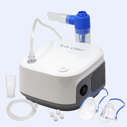 Image of Dr. Odin ONG 101 Smart Portable Nebulizer | Whisper-Quiet Operation | Pediatric to Adult Use | Compact & Efficient Design | Proudly Made in India | Stylish White & Grey