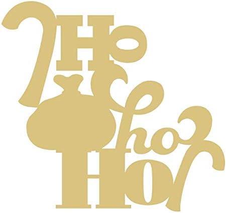 Word HOHOHO Cutout Unfinished Wood Shaped Canvas Door Hanger Christmas Decor Holiday Decorations Style 1 (24")