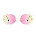 ENTHYI Rimless Round Sunglasses Women Fashion Personality Frameless Sunglasses Trendy Funny Polygonal Moon Smiley Ladies