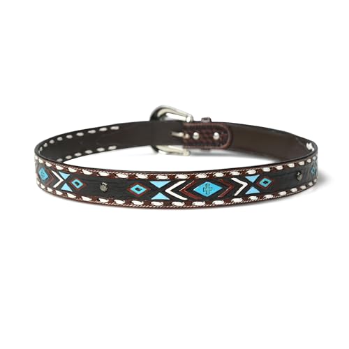 Image of Handcrafted Engraved Design Leather Belt with Embossed Buckle by N Z Overseas
