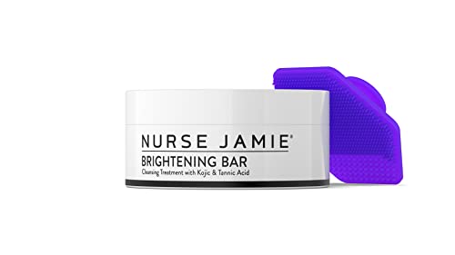 Nurse Jamie Brightening Bar with Exfolibrush – Dual-Action Cleansing & Treatment Bar with Kojic Acid & Tannic Acid for Even Skin Tone
