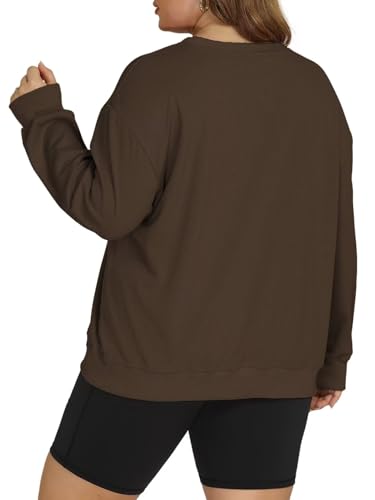 Image of ROSRISS Womens-Plus-Size-Sweatshirts Oversized Long Sleeve Shirts Trendy Crew Neck Pullover Sweaters Casual Tops XL-5XL