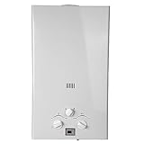 Iglobalbuy Calentador de agua a gas atmosférico sin tanque Calentador de agua a Gas GLP Butano Propano (10L)