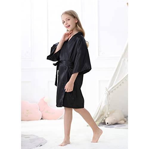 Ivrriss Women's Birthday Queen Squad Party Robes Girls Silky Robes Bathrobes For Spa Birthday Party (Birthday Squad-Black,10) #TOP2