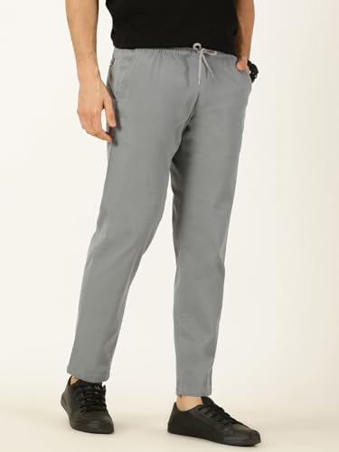 Image of Thomas Scott Men's | Solid | Light Weight | Breathable Fabric | Elasticated Waist | Mid Rise | Regular Fit | Cotton Blend | Drawstring | Chino Trouser | Pants