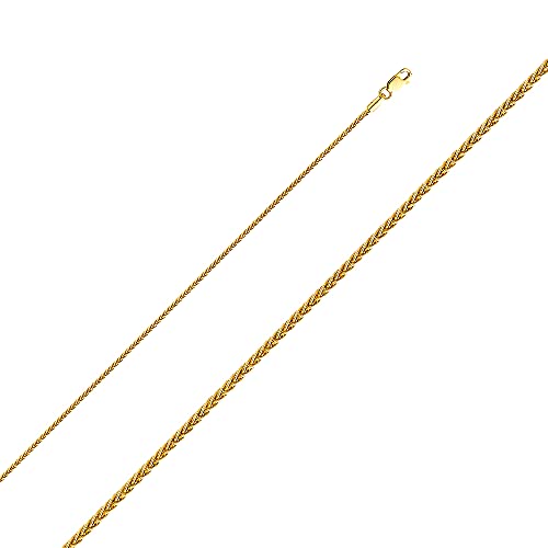 Wellingsale 14K Solid Gold Round Wheat Chains (Select Options)2