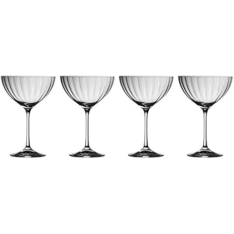 Galway Crystal Erne Saucer Champagne (Set of 4) Martini Glasses, Transparent Cover