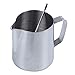 XIN NA RUI Dzbanek Do Spieniania Najnowszy dzbanek na mleko, 350ml Handheld Coffee Creamer Milk Frothing Pitcher Kubek dzbanka z znakiem pomiarowym i piórem Latte Art, Pitch Mleka (Capacity : 350ml)