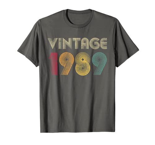Vintage 1989 33rd Birthday Gift Retro Shirt 33 Years Old Maglietta