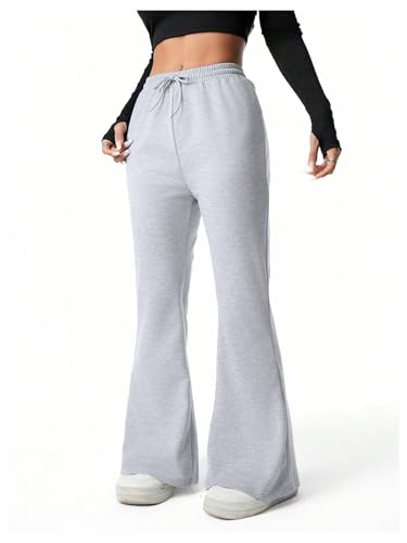 GORGLITTER Girl's Uniform Pants Flare Sweatpants Elastic Waist Bell Bottom Pants Preppy Clothes4