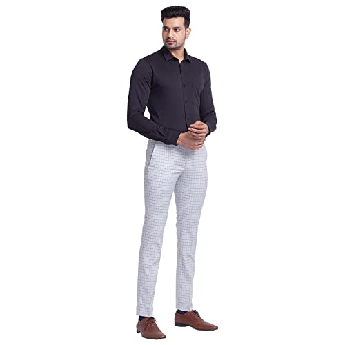 Image of Park Avenue Men's Cotton Blend Solid Pattern Slim Fit Narrow Collar Full Sleeve Formal Shirt