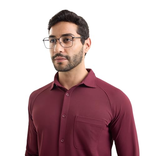 Image of Workday Shirt for Men Long Raglan Sleeve Regular Fit Superior Stretch Wrinkle Free Shape Retention Quick Dry Anti-Viral Finish UPF 50+