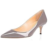 Scarpe décolleté da donna in pizzo laccato, eleganti e comodi., Grigio (grigio.), 35 EU