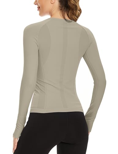 Image of MathCat Workout Shirts for Women Long Sleeve, Workout Tops for Women, Quick Dry Gym Athletic Tops,Seamless Yoga Shirts XS-XL