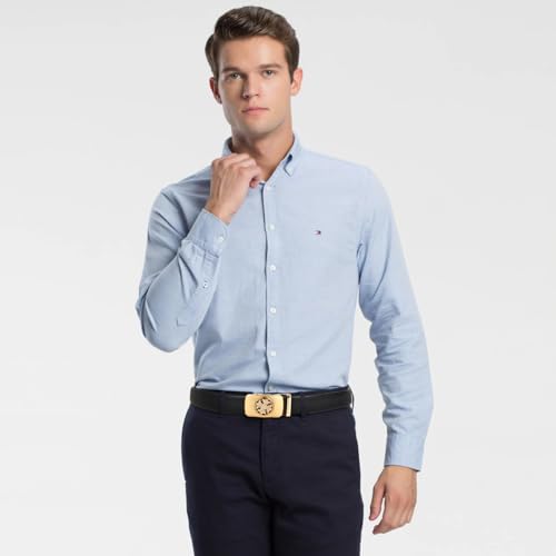 Image of Aurolran Men&Womens Leather Dress Belt Business Automatic Buckle Belt Color-Black Silver Gold