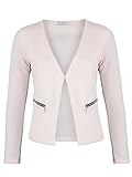 Kragenloser Blazer Damen Blazer mit Taschen (382), Farbe:Rosa, Kostüme & Blazer für Damen:44 / XXL