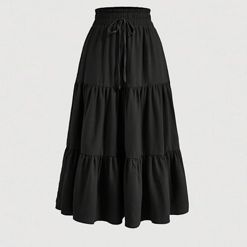 Skirts for Women Summer Flowy Tiered Elastic High Waisted Vacation Skirt A-Line Swing Long Floral Midi Skirts2