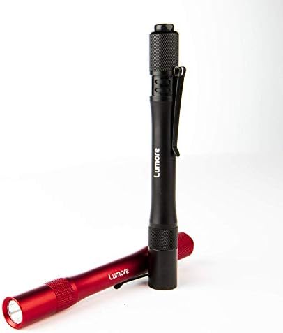 Lumore Pen Flashlights, Durable Anodized Aircraft-Grade Aluminum, 100 Lumen Premium Medical Lights with 84 Meter Viewing Distance, 2 Pack