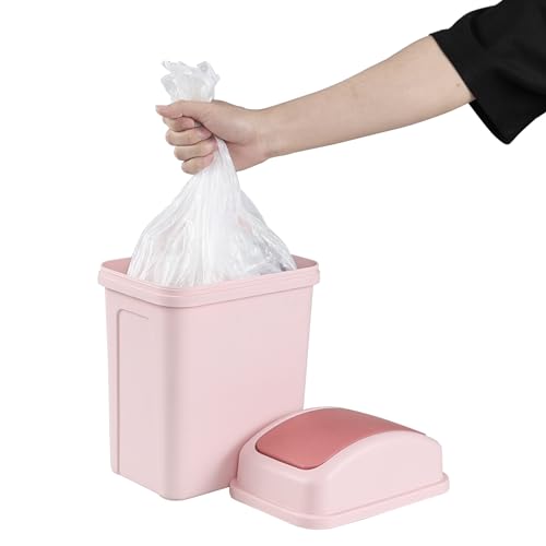 Caneca de basura pequeña 1.8 galones con tapa basculante rosa miniatura 4