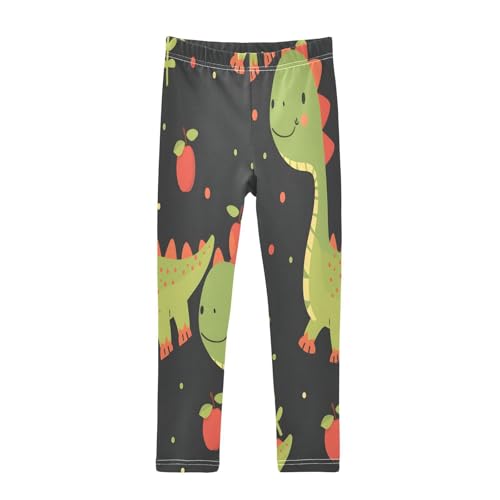 Toddler Girls Leggings Printed Yoga Pants Leggings Dinosaur with Apple for Kids