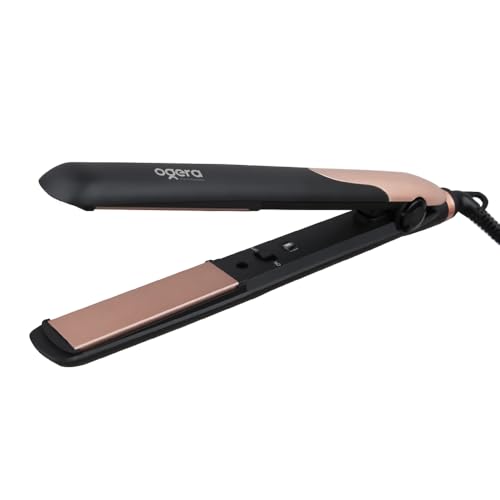 Ogera Hair Straightener 35W Power PTC Fast Heating Ceramic-Coated Plates Black & Rose Gold Compact & Lightweight Anti-Frizz Styling