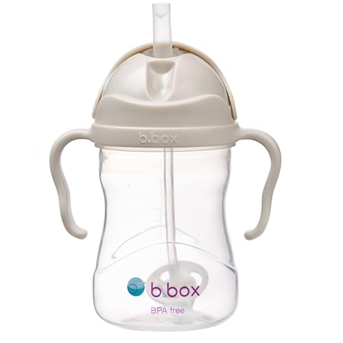 b.box Sippy Cup with Weighted Straw, Leak & Spill Proof, Easy Grip, BPA Free, Dishwasher Safe, Sip from Any Angle. Ideal for Babies 6m+ to Toddlers. (Latte, 8oz)