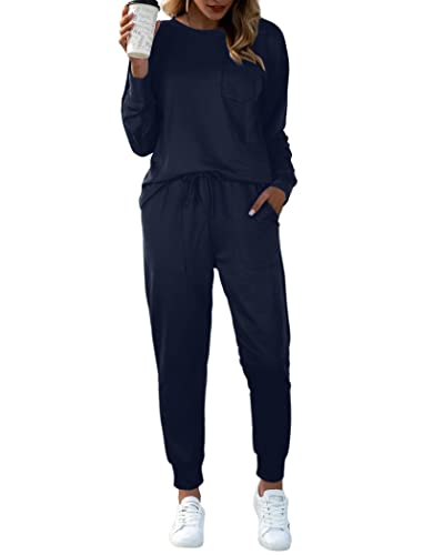 Image of Bofell Lounge Sets for Women 2 Piece Fall Outfits 2023 Fashion Trending Now Sweatsuits Tracksuits with Pockets Loose Fit