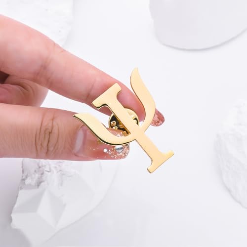 Image of Dr's gift Psychology Psi Symbol Enamel Gold Brooch Psychology Greek Letter Lapel Pin Backpack Hat Badge Jewelry Gift for Psychologists, Psychiatrist, Therapists, Students