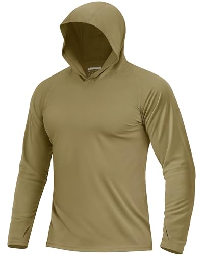 Boladeci Fishing Shirts Long Sleeve Hoodie UPF 50+ UV Protection Summer Water SPF Rash Guard Swim Sunscreen Olive Drab L
