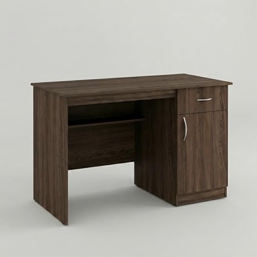 Image of Magnus Executive Office Desk with Drawer & Storage Cabinet, Large Study Table for Home Workstation, 120x60x78cm (Dark Oak)