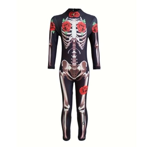 Perfeclan Disfraz de Esqueleto de Halloween, Mono de Gato, Disfraz para Mujeres, niñas, Adultos y niños, para Altura 120cm