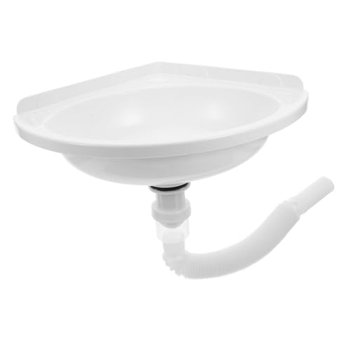 KONTONTY Lavabo de Esquina Montado Pared Lavabo Triangular Compacto para Baños Pequeños Diseño Ahorrador de Espacio para Baños y con Desagüe de Acero Inoxidable