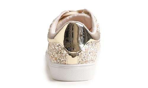 FEVERSOLE Women's Fashion Lace Up Dress Sneakers Sparkly Party Shiny Shoes3