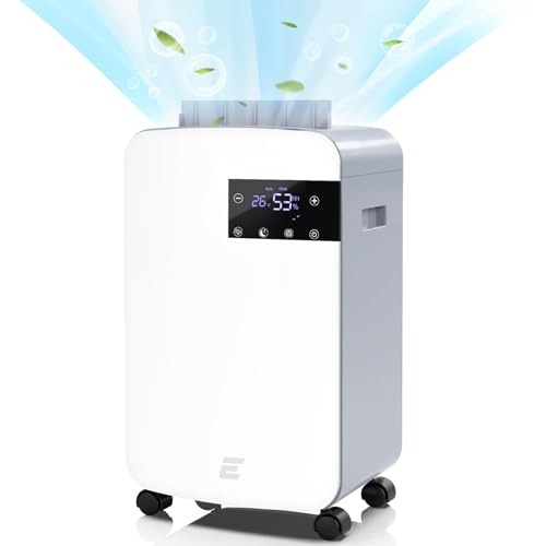 Dehumidifier, EEIEER 10L/Day Dehumidifiers for Home Portable and Ultra Quiet Compressor Dehumidifier with 2.5L Water Tank and Digital Humidity Display 24H Timer for Room, Basement, Bedroom, Bathroom