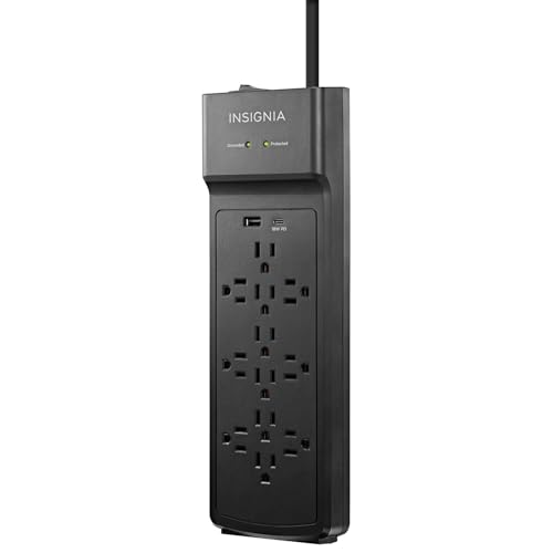 Insignia Power & Charging Essentials: Universal Laptop Kit, 10 ft. Power Cord, Multi-Tips, and Surge-Protected Power Strips (Power Strip (12 outlets w/ 2 USB Ports)) by INSIGNIA - Used condition - Image 4