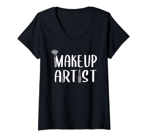 Mujer regalo divertido del artista del maquillaje para las mujeres esteticista amante cosmético camiseta cuello v