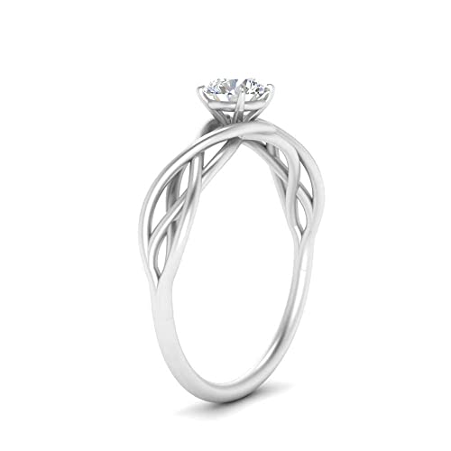 Image of Choose Your Gemstone Intertwined Solitaire Ring 925 Sterling Silver Round Shape Solitaire Engagement Rings Everyday Jewelry Wedding Jewelry Handmade Gifts for Wife US Size 4 to 12